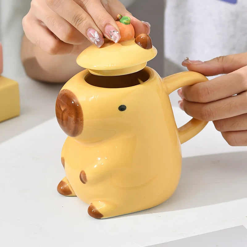 Mug capybara mignon en céramique avec couvercle cadeau - vue 3 sur 7