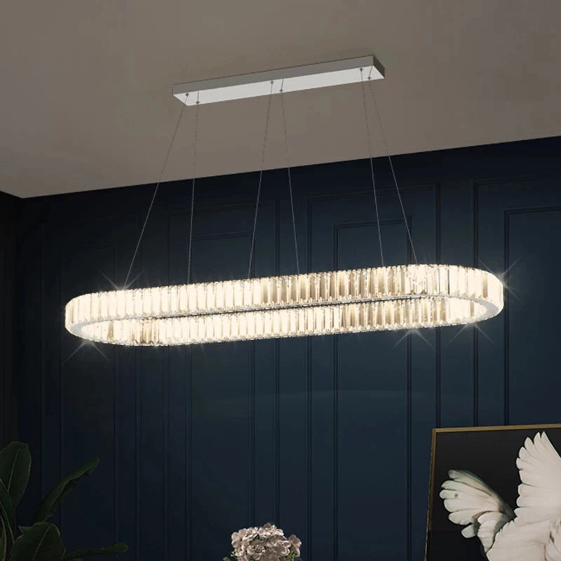 Suspension ovale en cristal de luxe - vue 4 sur 14