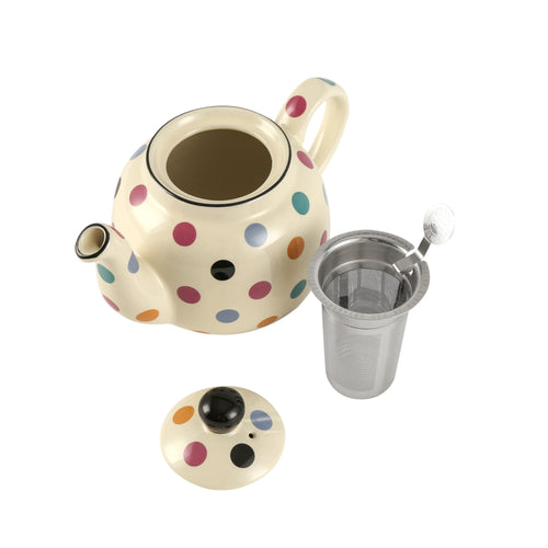 Théière london pottery motif pois céramique style anglais