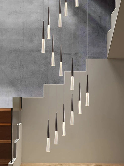 lustre long moderne en acier inoxydable pour duplex et centre commercial