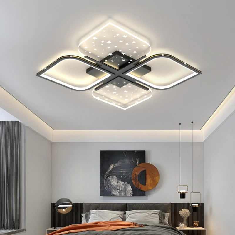 lustre led moderne quatre feuilles herbe ciel étoilé intérieur