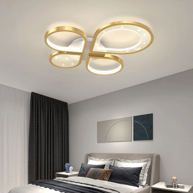 plafonnier led créatif lustre nordique moderne éclairage doré - vue 6 sur 10