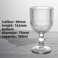 Ensemble verres vin rayés tige courte large ouverture