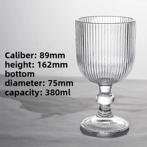 Ensemble verres vin rayés tige courte large ouverture