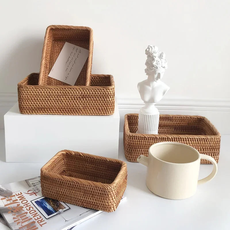 panier en rotin tressé pour fruits thé pain et rangement - vue 5 sur 12