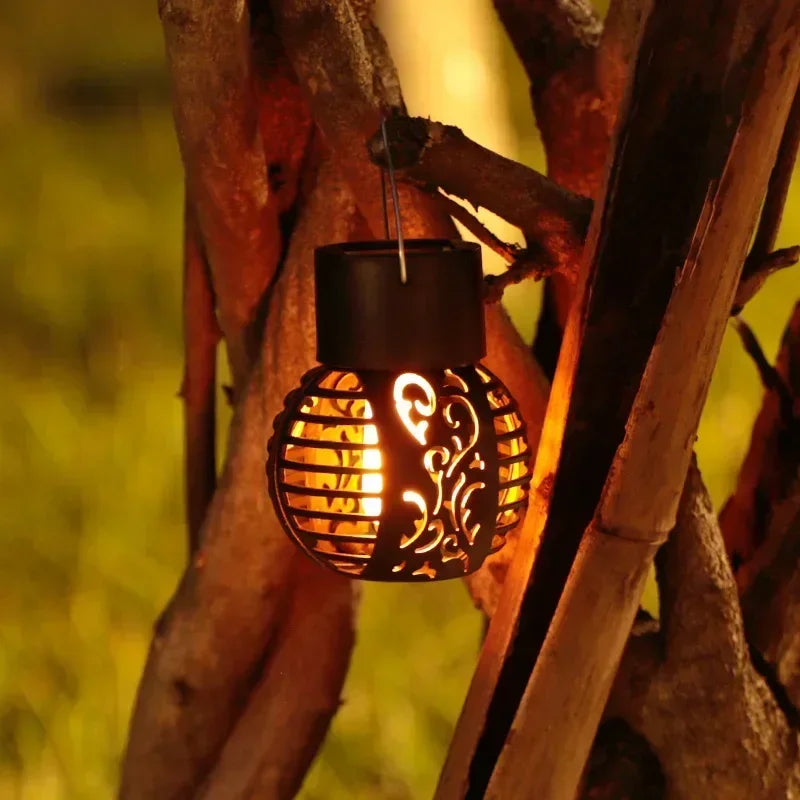 lampe solaire jardin flamme vacillante lanterne extérieure étanche - vue 2 sur 8