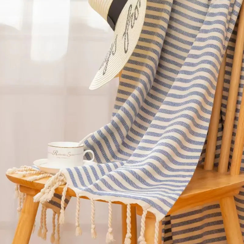 Serviette de plage turque extra large absorbante franges - vue 6 sur 7