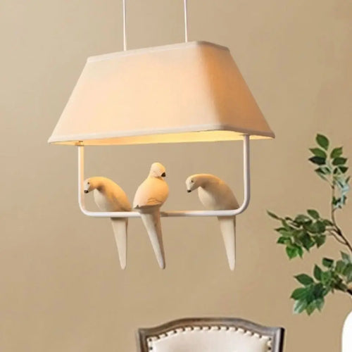 lustre créatif avec 3-4 têtes d'oiseau en tissu pour décoration - vue 2 sur 6
