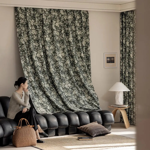 Rideau occultant floral style naturel pour chambre salon