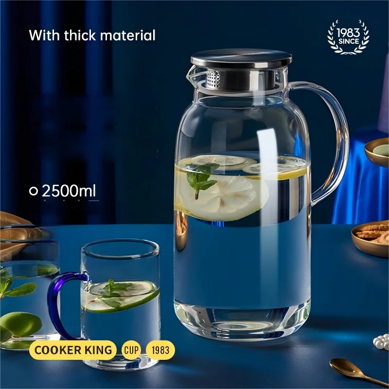 Carafe eau verre borosilicate 25 l couvercle inox