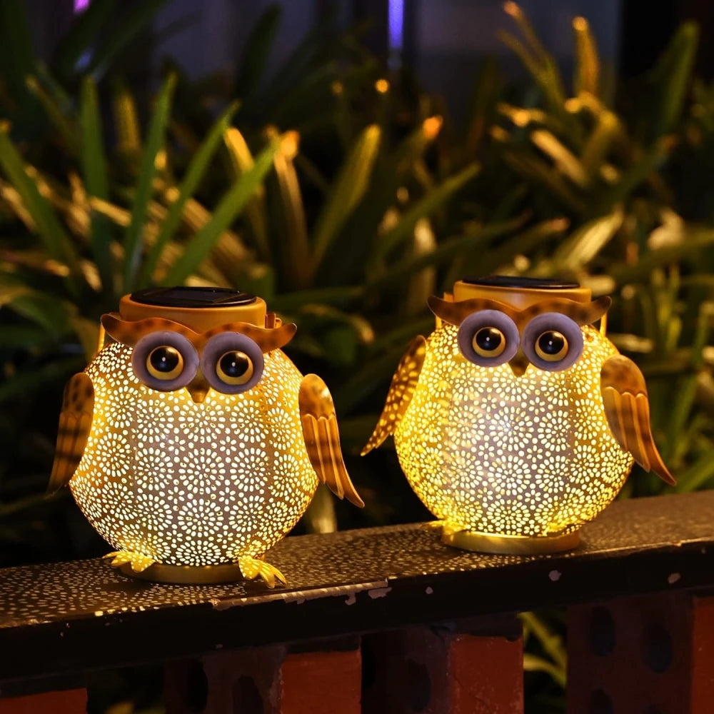 lanternes solaires hibou décoratives pour jardin extérieur - vue 5 sur 7