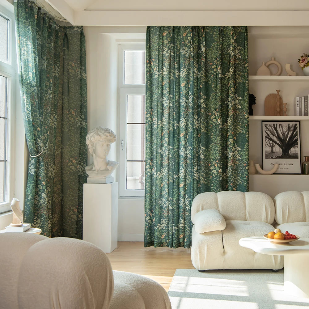 Rideau moderne motif feuilles pour salon chambre