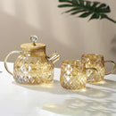 Bouilloire verre couvercle bambou filtre amovible infusions