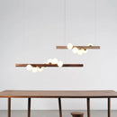 lustre moderne en verre et bois de noyer pour intérieur