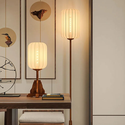 lampadaire style vintage en tissu bois cuivre pour hôtels et restaurants