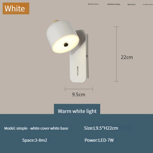 applique murale nordique rotative avec interrupteur pour décoration moderne - vue 9 sur 15