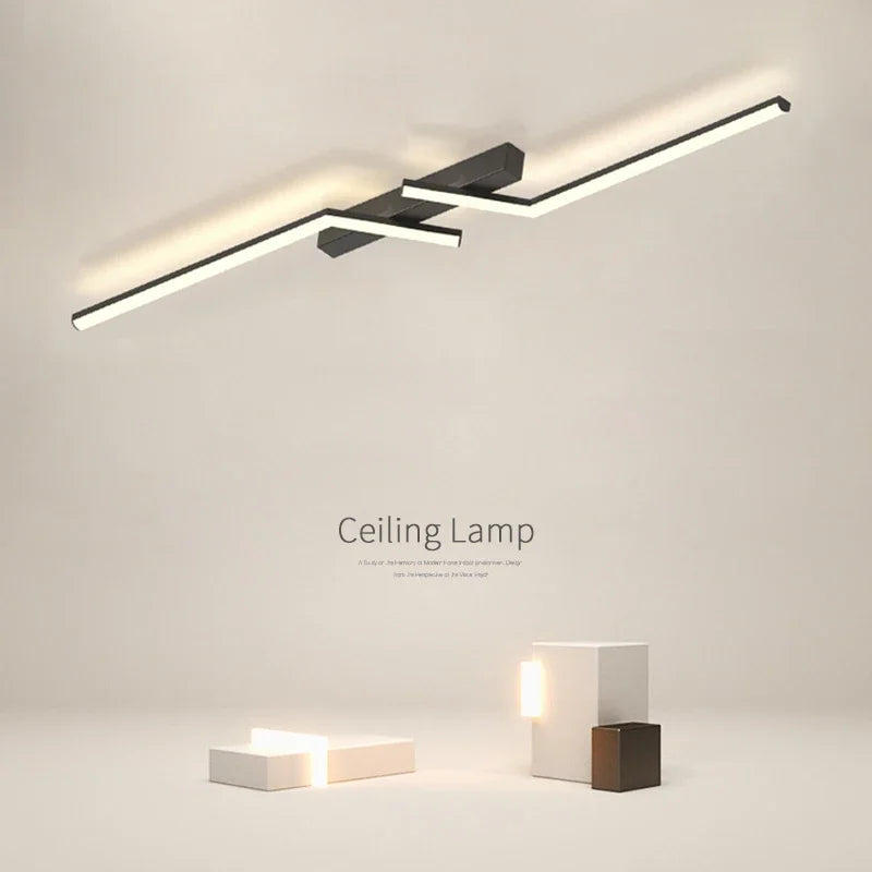 plafonnier led ligne moderne pour salon étude éclairage - vue 4 sur 12