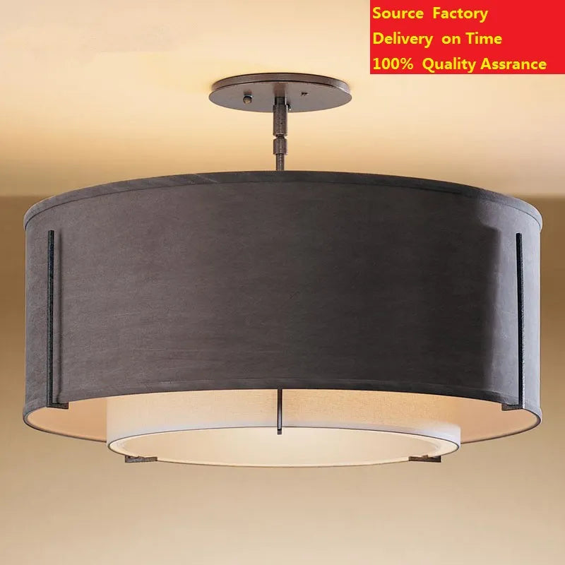 Plafonnier Style chinois LED Simplicité Art Tissu Rond - vue 5 sur 8