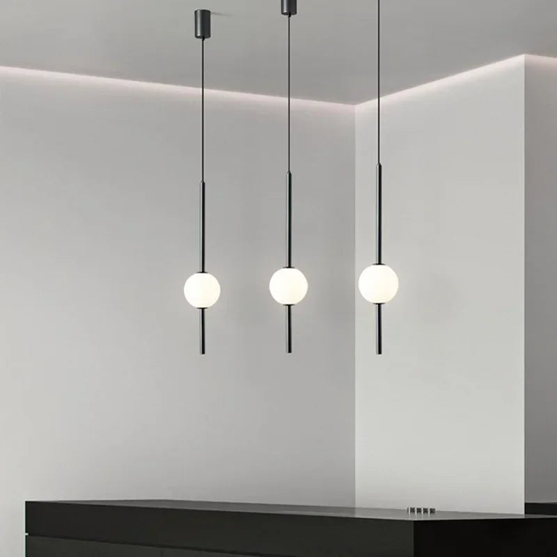 Nordique Simple boule de verre suspension lumières salle à manger chambre décor lampe suspendue Restaurant Bar Suspension lustres éclairage - vue 3 sur 10