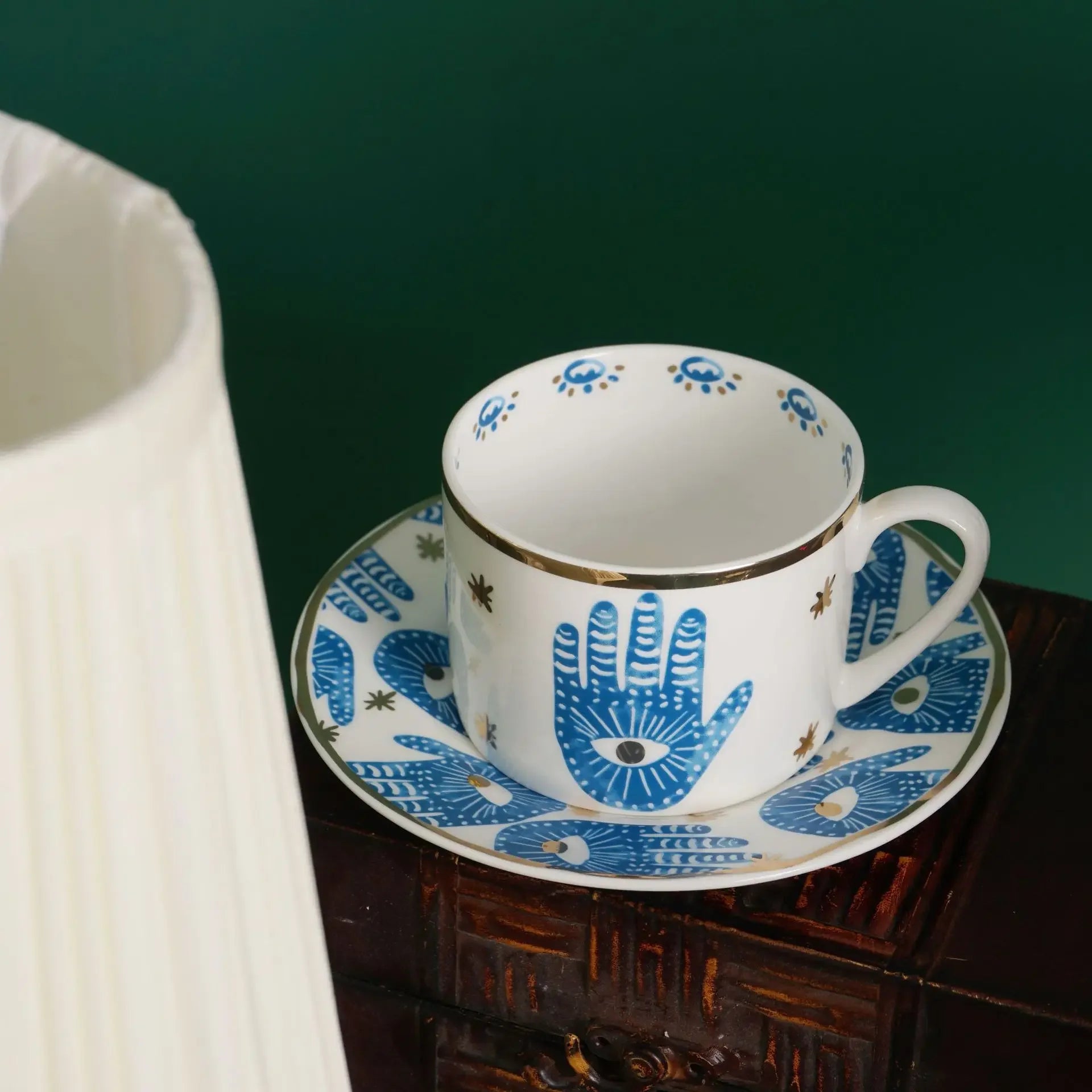 Service thé vintage céramique italienne tasse soucoupe plateau