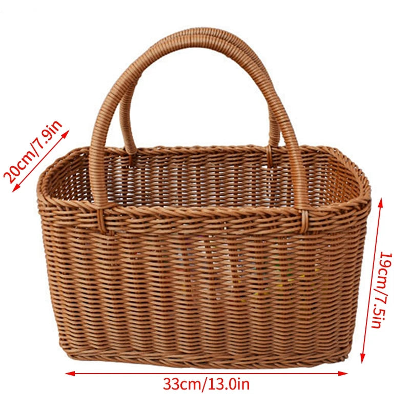 panier de pique-nique en osier pour rangement et courses - vue 13 sur 22