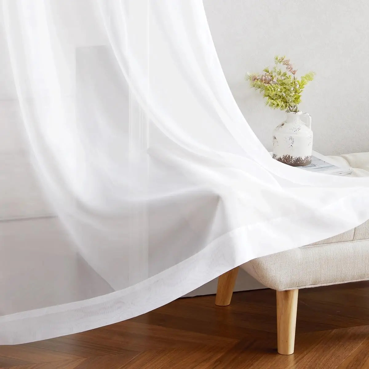 Voilage tulle transparent style moderne pour salon chambre - vue 3 sur 7