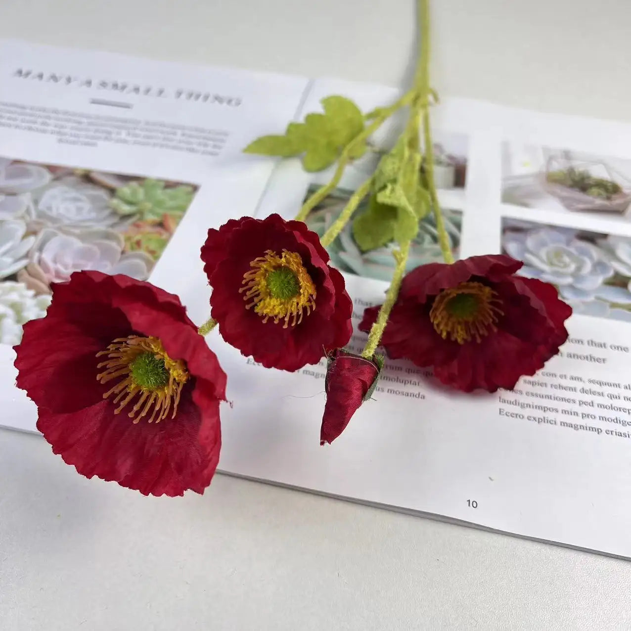 fleurs de pavot artificielles en soie pour décoration et événements - vue 20 sur 21