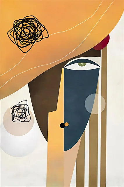 art mural abstrait avec personnages modernes imprimés pour décoration intérieure