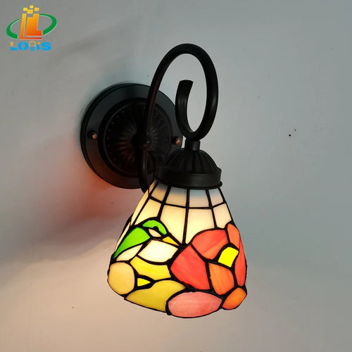 lampe de chevet tiffany oiseau en verre pour décoration intérieure - vue 4 sur 6