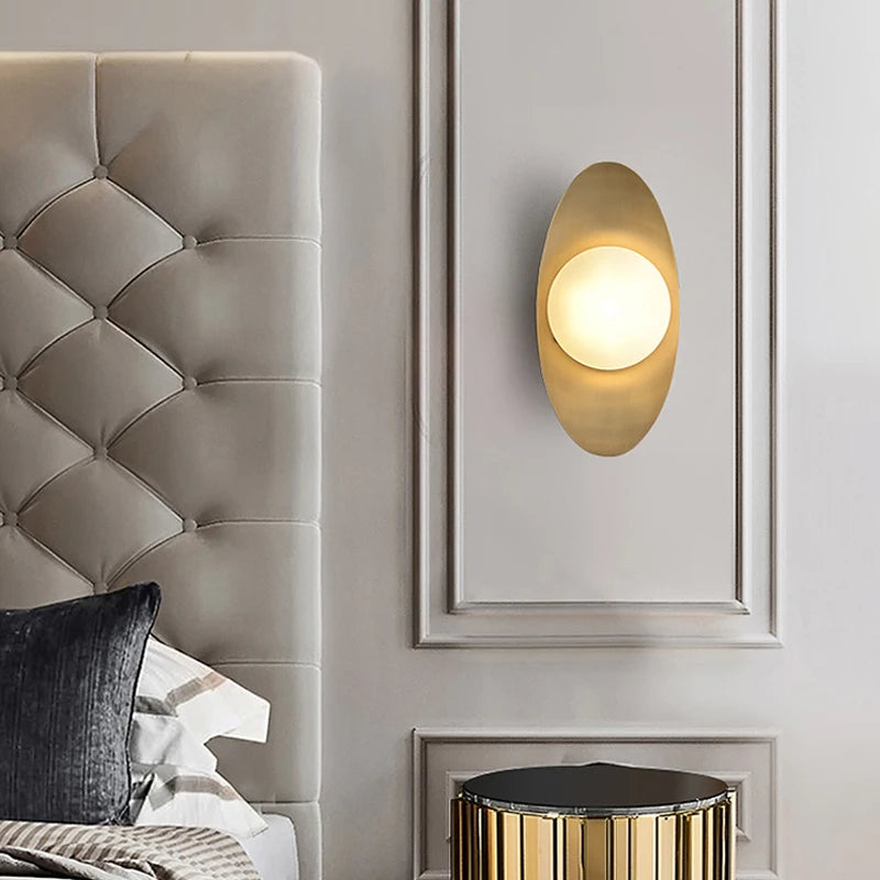 Design américain créatif Yuanbao fer Art applique lumière de luxe étude Art Simple moderne chambre hôtel couloir or lampe à LED - vue 3 sur 6