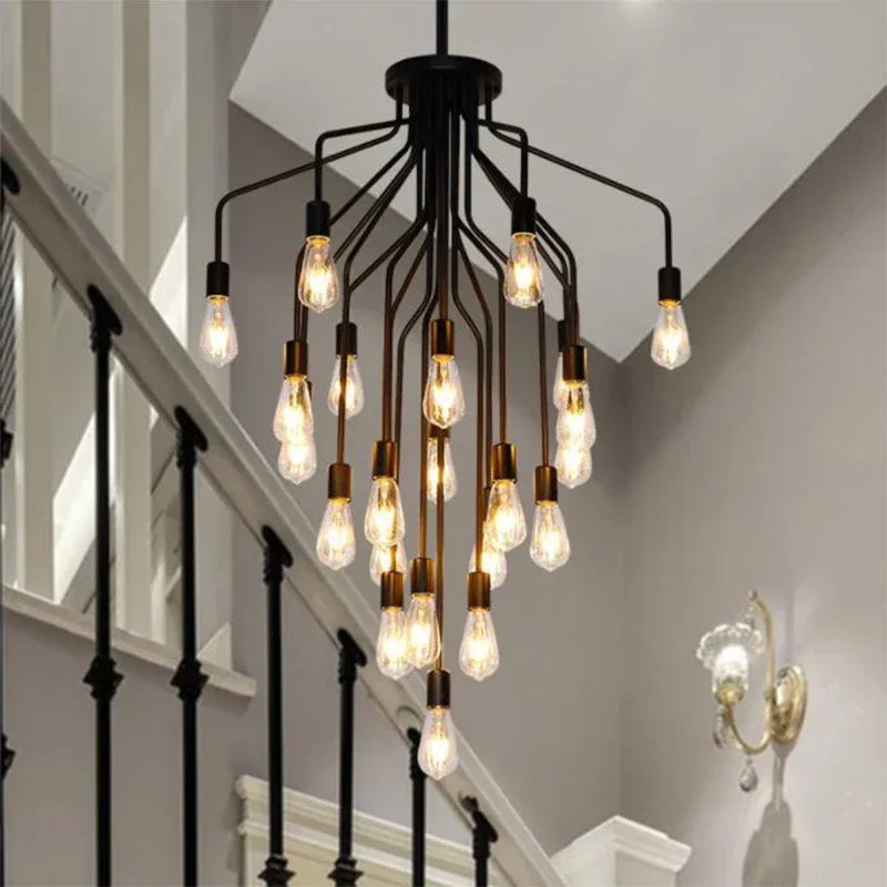 lustre rétro en fer avec led pour décoration intérieure
