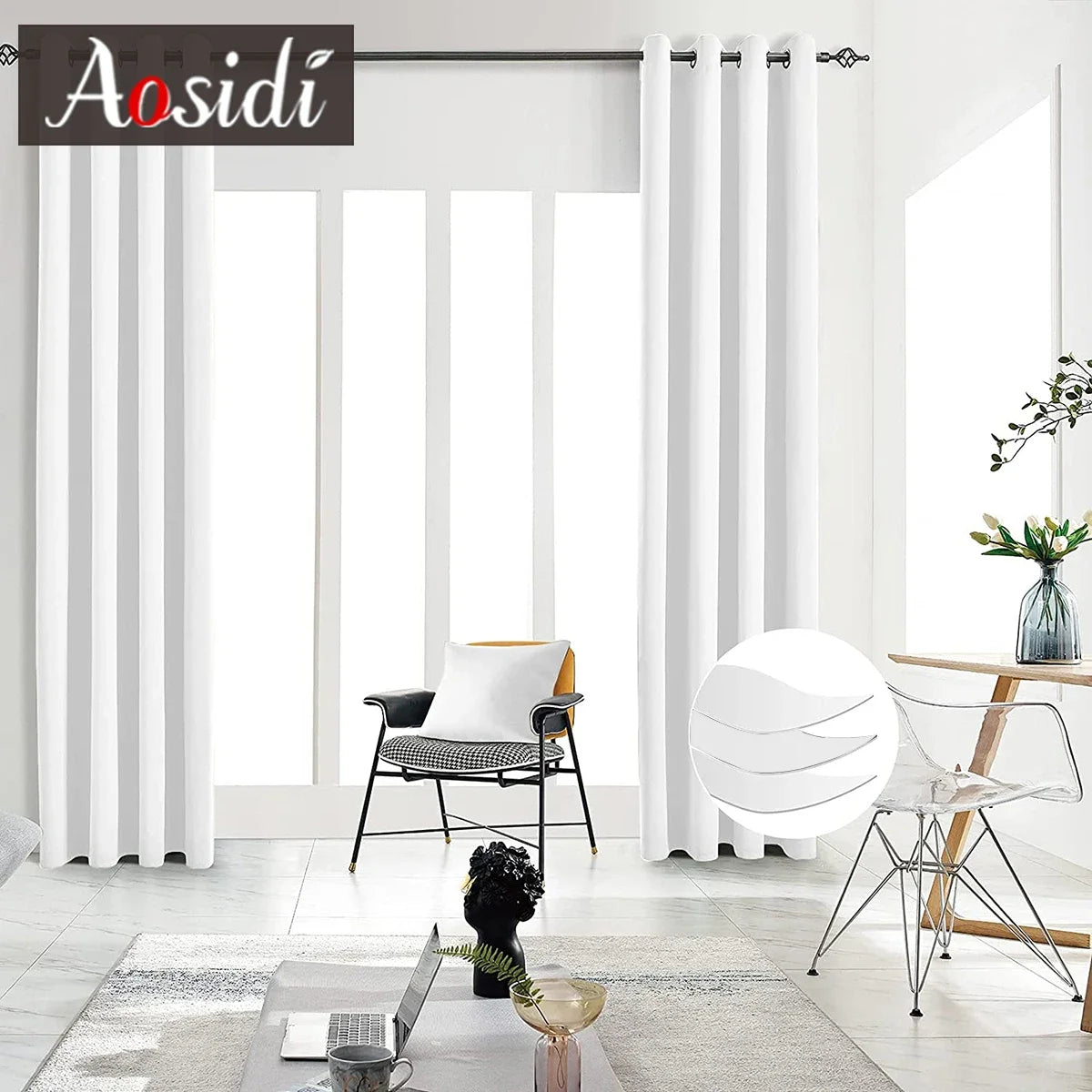 Voilage rideau moderne plissé pour salon chambre fenêtre - vue 4 sur 8