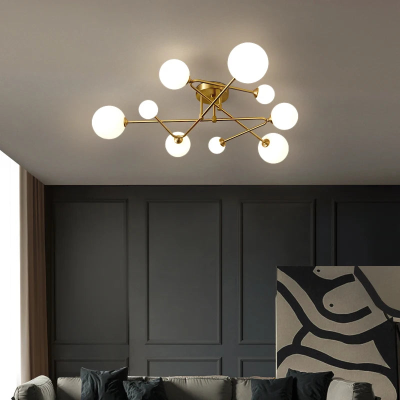 lustre moderne en cuivre design pour intérieur élégant - vue 4 sur 10