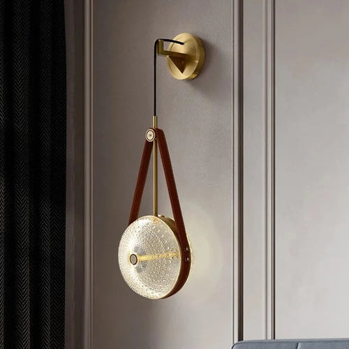 Applique murale design luxe cuivre verre post-moderne cuir