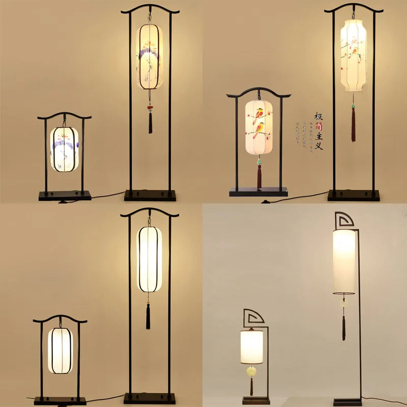 lampadaire chinois pour salon canapé lampe verticale créative rouge palais lampe décorative chambre étude Antique lampadaire - vue 3 sur 12