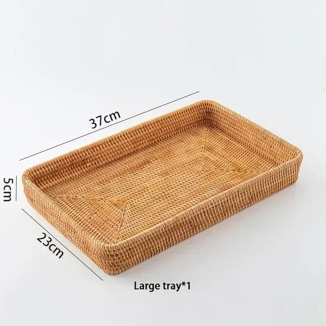 panier de rangement tissé à la main en rotin pour cuisine et pique-nique - vue 7 sur 22