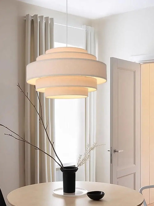 lustre à led en tissu style wabi sabi pour décoration intérieure