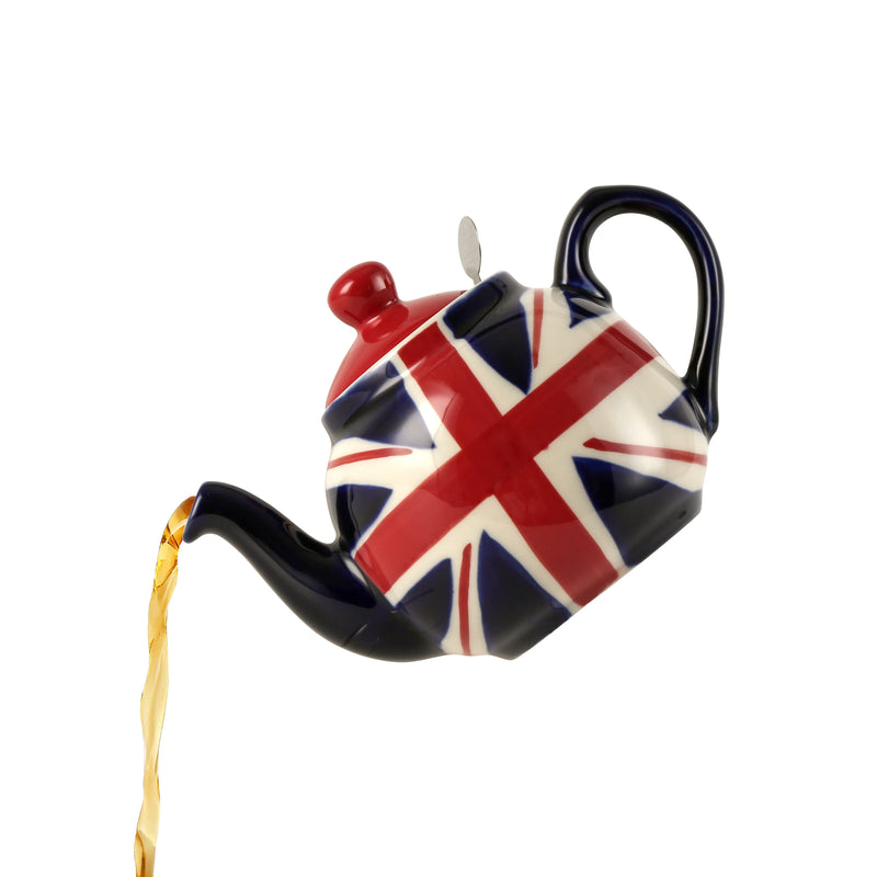 Théière céramique motif drapeau peint main infuseur acier