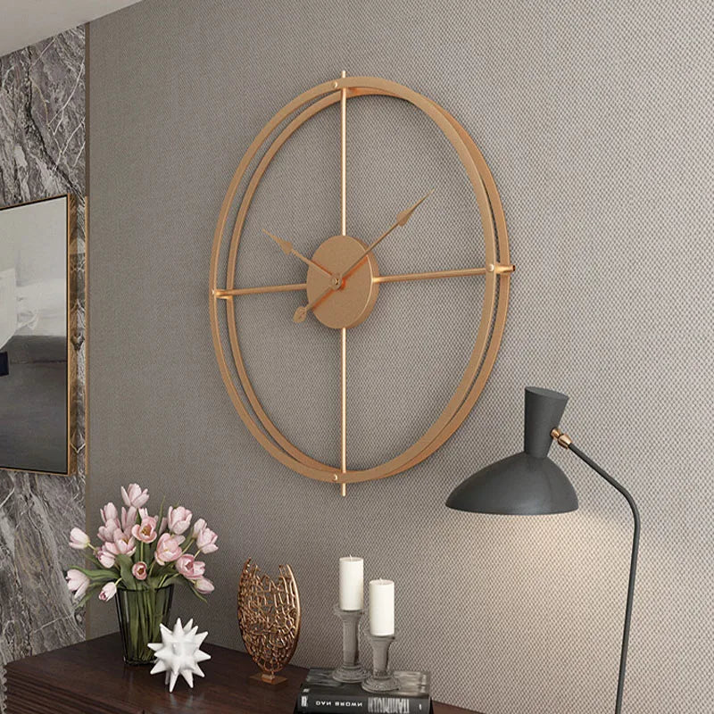 horloge murale rétro silencieuse design simple en fer - vue 9 sur 8