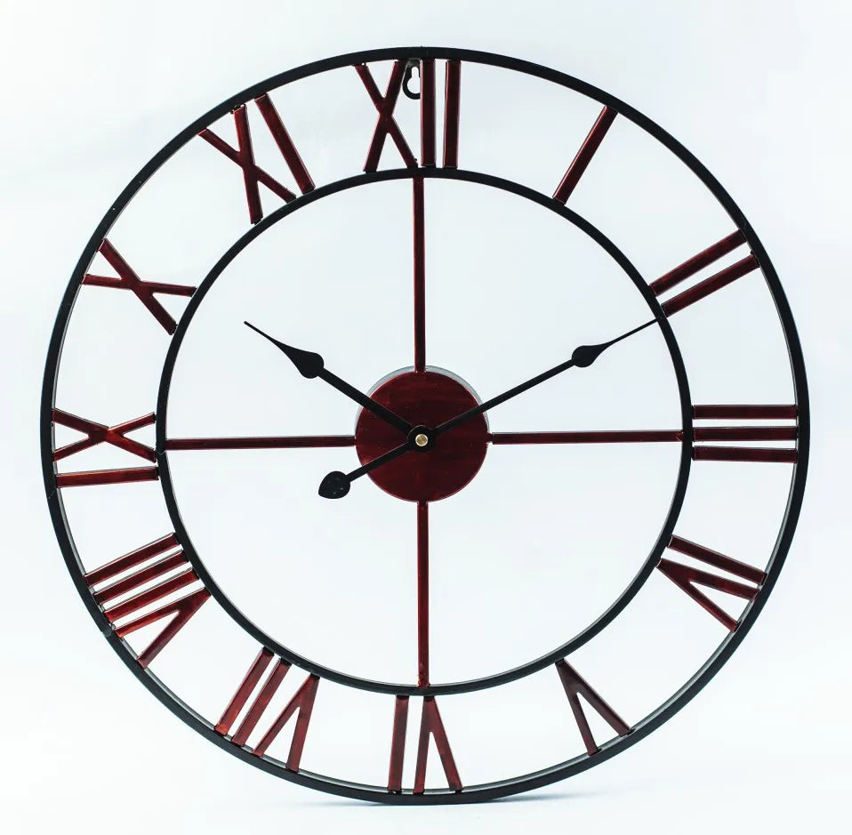 horloge murale nordique rétro en métal chiffres romains pour décoration extérieure - vue 6 sur 6