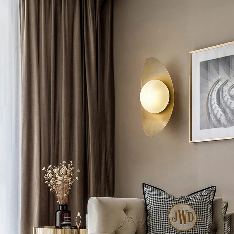 Design américain créatif Yuanbao fer Art applique lumière de luxe étude Art Simple moderne chambre hôtel couloir or lampe à LED - vue 4 sur 6