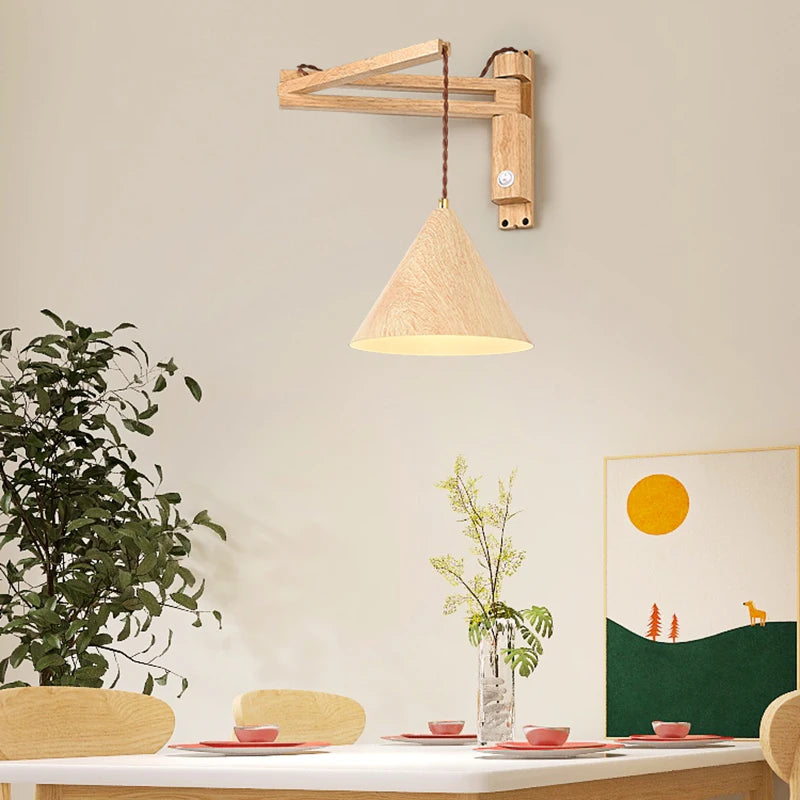 applique murale pliable vintage japonaise avec interrupteur led