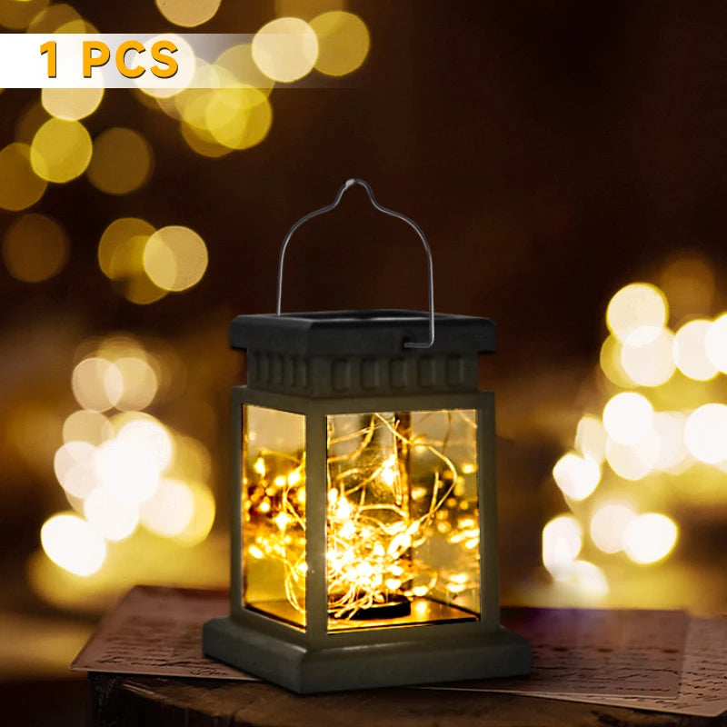 lampe solaire lanterne led étanche pour jardin et extérieur - vue 8 sur 9