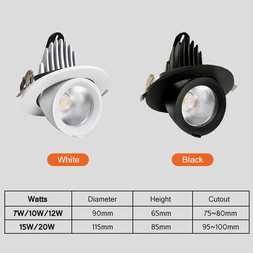 Spot LED Dimmable 360 degrés Angle rotatif plafond encastré pour chambre couloir maison - vue 7 sur 6