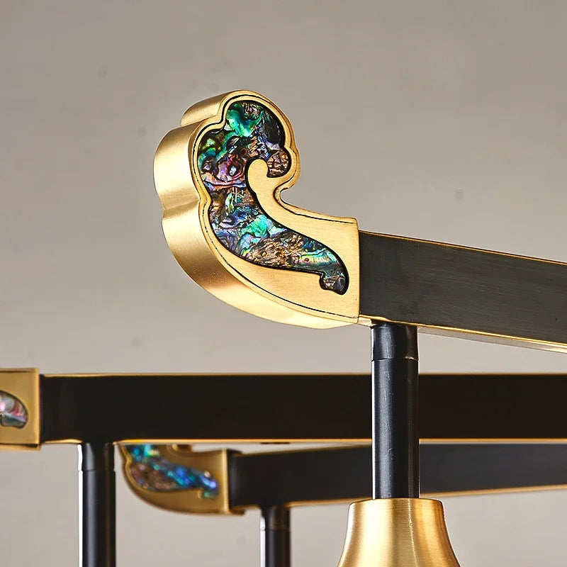lustre en cuivre design style chinois pour éclairage moderne - vue 5 sur 12