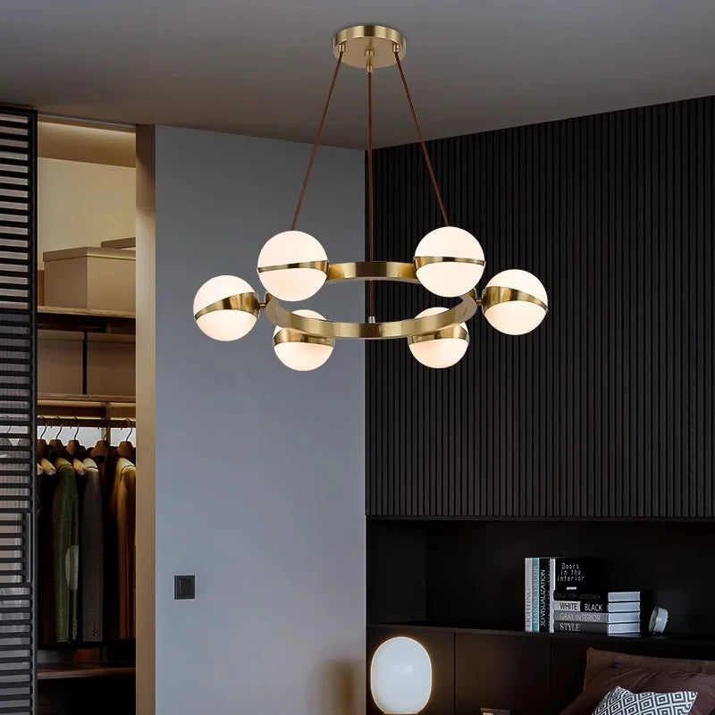 Lustre design rond avec boules LED - vue 6 sur 13