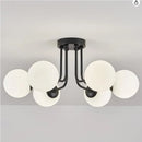Plafonnier moderne en fer forgé chambre salon lampe de porche avec abat-jour sphérique en verre blanc plafonnier semi-encastré