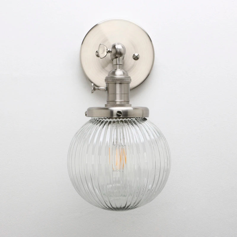 applique murale phansthy vintage industrielle avec abat-jour rond en verre