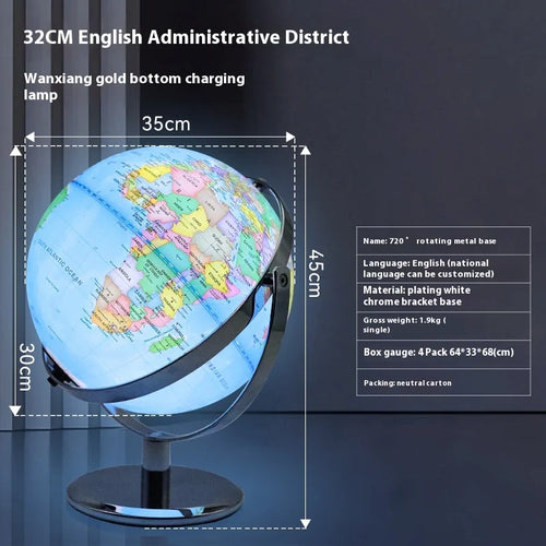 globe terrestre lumineux rotatif 360 et 720 pour enfants fournitures scolaires - vue 4 sur 18