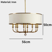 lustre Style américain tout cuivre Simple créatif tissu abat-jour